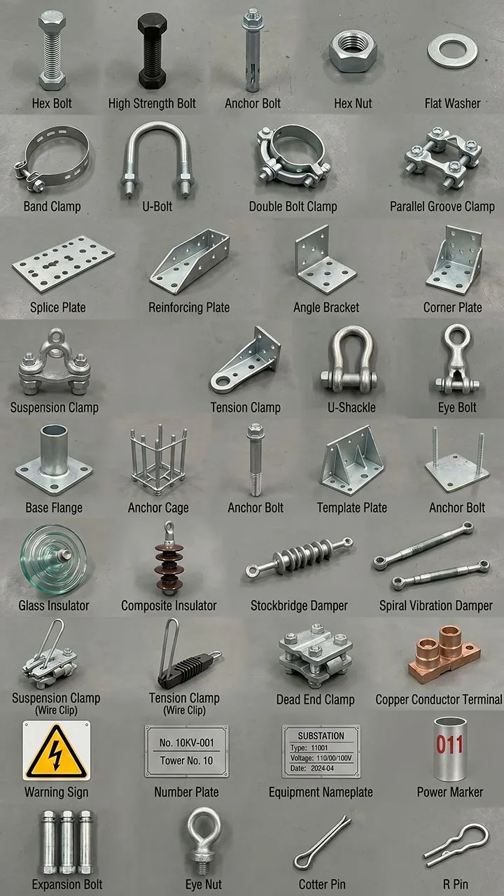 Tower fittings and galvanized bolts